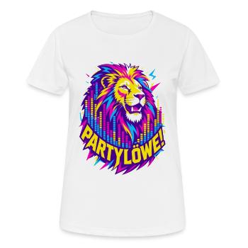 Partylöwe – Neon Löwe Electro & Festival - Frauen T-Shirt atmungsaktiv - Weiß - Vorne - AI Model Female 172 dark (172cm)