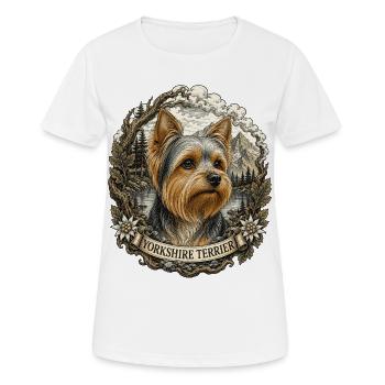 Yorkshire Terrier avec paysage montagneux vintage - T-shirt respirant Femme - blanc - Devant - AI Model Female 172 dark (172cm)