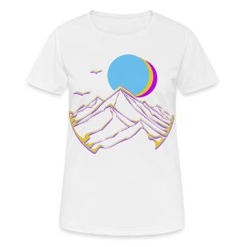 Neon Mountains Moon Sun Geometric Peaks - Women's Breathable T-Shirt - white - Front - AI Model Female 172 dark (172cm)