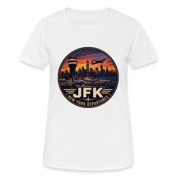 JFK Airport New York Vintage-Reiseabzeichen - Frauen T-Shirt atmungsaktiv - Weiß - Vorne - AI Model Female 172 dark (172cm)