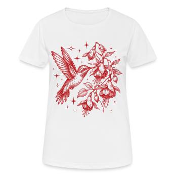 Kolibri-Blumen Vogelbeobachter - Frauen T-Shirt atmungsaktiv - Weiß - Vorne - AI Model Female 172 dark (172cm)