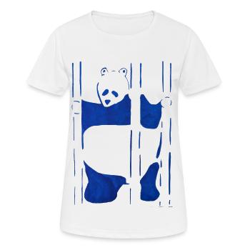 Panda in Wasserfarbe, handgezeichnet, No AI - Frauen T-Shirt atmungsaktiv - Weiß - Vorne - AI Model Female 172 dark (172cm)
