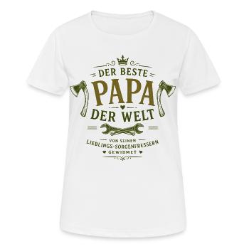 Der beste Papa der Welt – Sorgenfressern - Frauen T-Shirt atmungsaktiv - Weiß - Vorne - AI Model Female 172 dark (172cm)
