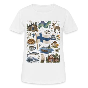 Finnland | Seen, Sauna & Nordlicht - Frauen T-Shirt atmungsaktiv - Weiß - Vorne - AI Model Female 172 dark (172cm)
