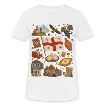 Georgien | Kaukasus, Genuss & Heimat - Frauen T-Shirt atmungsaktiv - Weiß - Vorne - AI Model Female 172 dark (172cm)