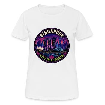 Insigne vintage de la ville de Singapour dans un jardin - T-shirt respirant Femme - blanc - Devant - AI Model Female 172 dark (172cm)