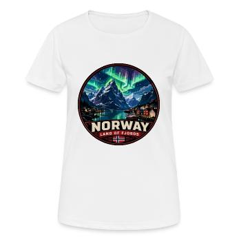 Norway Land of Fjords Vintage-Abzeichen - Frauen T-Shirt atmungsaktiv - Weiß - Vorne - AI Model Female 172 dark (172cm)