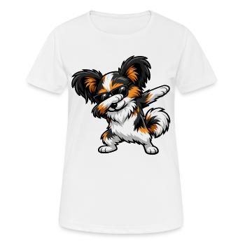 Dabbing Papillon im Comic Stil - Frauen T-Shirt atmungsaktiv - Weiß - Vorne - AI Model Female 172 dark (172cm)