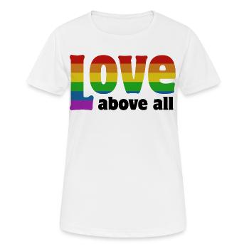 Love Above All | in Pride colors - Women's Breathable T-Shirt - white - Front - AI Model Female 172 dark (172cm)