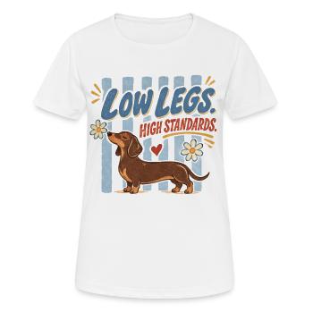 Teckel Low Legs Haut Standards Rétro - T-shirt respirant Femme - blanc - Devant - AI Model Female 172 dark (172cm)
