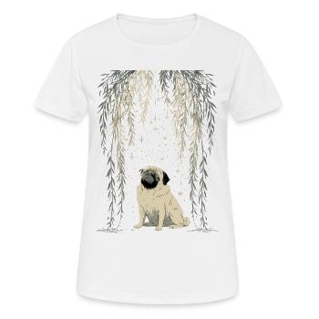 Pug Dog observant les étoiles sous les lianes de saules - T-shirt respirant Femme - blanc - Devant - AI Model Female 172 dark (172cm)