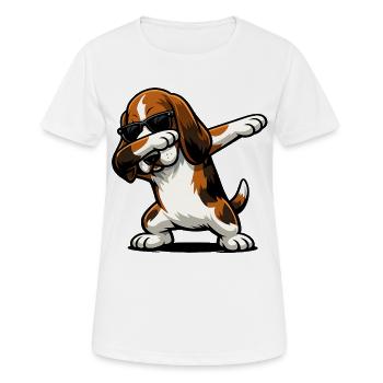 Dab du basset hound dans le style comique - T-shirt respirant Femme - blanc - Devant - AI Model Female 172 dark (172cm)