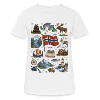 Norvège | Fjords, aurores boréales et vikings - T-shirt respirant Femme - blanc - Devant - AI Model Female 172 dark (172cm)