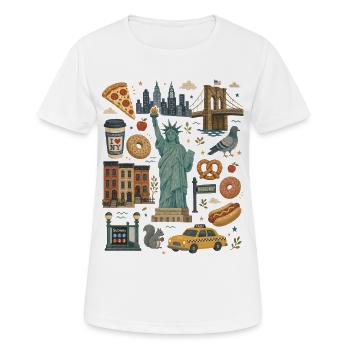 New York | Skyline, taxi et amour urbain - T-shirt respirant Femme - blanc - Devant - AI Model Female 172 dark (172cm)