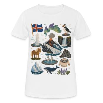 Iceland | Volcanoes, Geysers & Northern Lights - Women's Breathable T-Shirt - white - Front - AI Model Female 172 dark (172cm)
