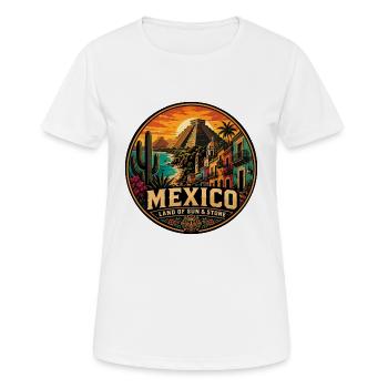 Mexico Vintage Travel Sun & Stone Badge - Women's Breathable T-Shirt - white - Front - AI Model Female 172 dark (172cm)