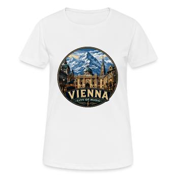 Retro Vienna Austria Vintage Travel Badge Sticker - Women's Breathable T-Shirt - white - Front - AI Model Female 172 dark (172cm)