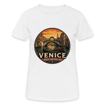 Insigne vintage de la gondole du Grand Canal de Venise - T-shirt respirant Femme - blanc - Devant - AI Model Female 172 dark (172cm)