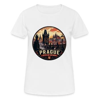 Vintage-Abzeichen der Stadt der Türme Prag - Frauen T-Shirt atmungsaktiv - Weiß - Vorne - AI Model Female 172 dark (172cm)