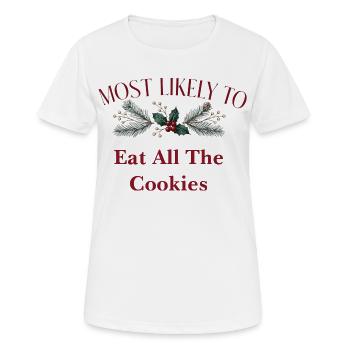 Le plus susceptible de manger tous les biscuits - T-shirt respirant Femme - blanc - Devant - AI Model Female 172 dark (172cm)
