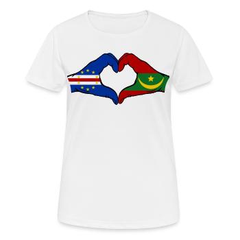 Cape Verde Mauritania Flag Hands Heart Shape - Women's Breathable T-Shirt - white - Front - AI Model Female 172 dark (172cm)
