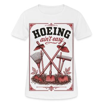 Hacken ist kein einfaches biologisches Gärtnern - Frauen T-Shirt atmungsaktiv - Weiß - Vorne - AI Model Female 172 dark (172cm)
