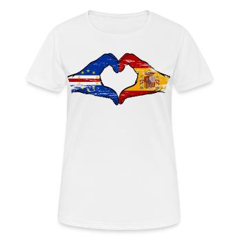 Cape Verde Spain flag hands heart shape used - Women's Breathable T-Shirt - white - Front - AI Model Female 172 dark (172cm)