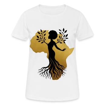 Africa Women – Roots Gift - Women's Breathable T-Shirt - white - Front - AI Model Female 172 dark (172cm)