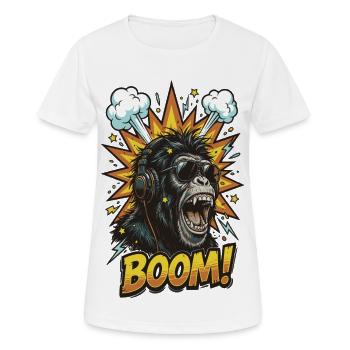 Cool chimpanzee with headphones comic design - Women's Breathable T-Shirt - white - Front - AI Model Female 172 dark (172cm)