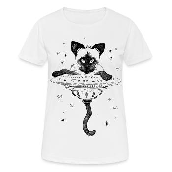 Siamese Cat - Flying Saucer - Women's Breathable T-Shirt - white - Front - AI Model Female 172 dark (172cm)