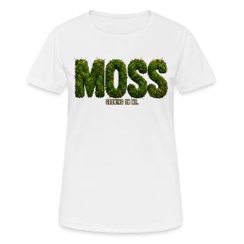 MOSS – Growing Inside Me | Botanical pun - Women's Breathable T-Shirt - white - Front - AI Model Female 172 dark (172cm)
