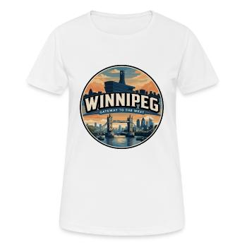 Insigne Riel rétro de l’Esplanade de Winnipeg - T-shirt respirant Femme - blanc - Devant - AI Model Female 172 dark (172cm)