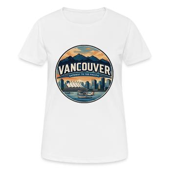Badge rétro de voyage du port de Vancouver - T-shirt respirant Femme - blanc - Devant - AI Model Female 172 dark (172cm)