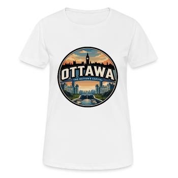 Insigne de voyage rétro du Parlement d’Ottawa - T-shirt respirant Femme - blanc - Devant - AI Model Female 172 dark (172cm)