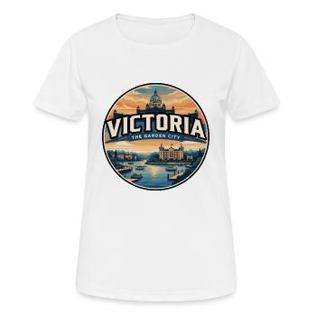 Insigne de voyage rétro Victoria Inner Harbour - T-shirt respirant Femme - blanc - Devant - AI Model Female 172 dark (172cm)