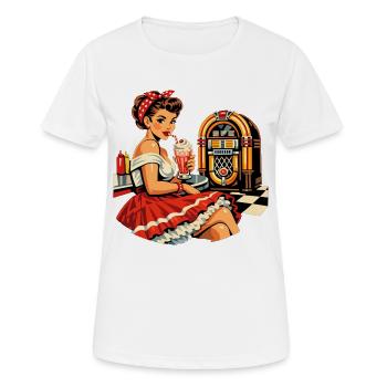 Pin-up de diner des années 50 : style rétro rockabilly - T-shirt respirant Femme - blanc - Devant - AI Model Female 172 dark (172cm)