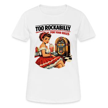 Trop rockabilly pour vos règles : PinUp de diner des années 50 - T-shirt respirant Femme - blanc - Devant - AI Model Female 172 dark (172cm)