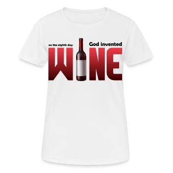 Bouteille de vin en grande typographie - T-shirt respirant Femme - blanc - Devant - AI Model Female 172 dark (172cm)