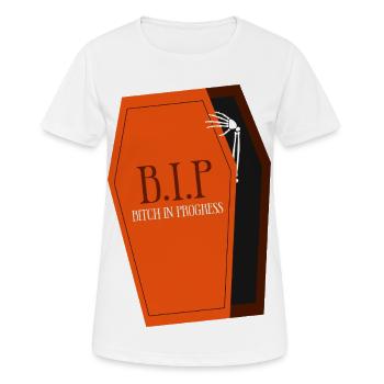 B.I.P. Sarg-Druck - Frauen T-Shirt atmungsaktiv - Weiß - Vorne - AI Model Female 172 dark (172cm)