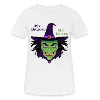 Mon balai, mon t-shirt de sorcière des règles - T-shirt respirant Femme - blanc - Devant - AI Model Female 172 dark (172cm)
