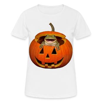 Halloween Frog in Pumpkin T-Shirt Funny - Women's Breathable T-Shirt - white - Front - AI Model Female 172 dark (172cm)
