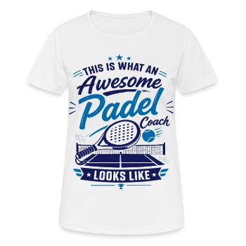 Padel Coach T-Shirt | Padel Tennis - Frauen T-Shirt atmungsaktiv - Weiß - Vorne - AI Model Female 172 dark (172cm)