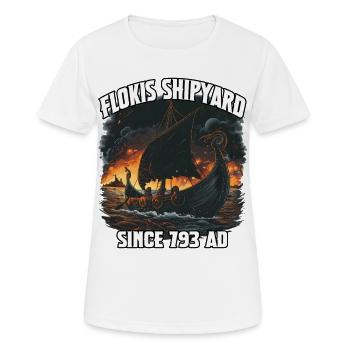 Vaisseau viking Horizon de Flammes - T-shirt respirant Femme - blanc - Devant - AI Model Female 172 dark (172cm)