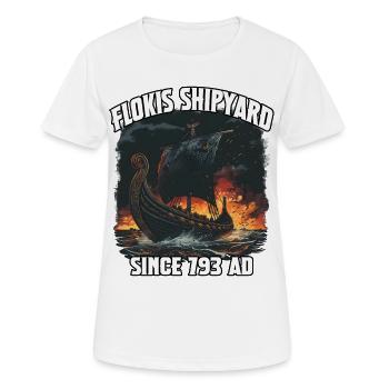 Flokis Shipyard since 793 AD - Women's Breathable T-Shirt - white - Front - AI Model Female 172 dark (172cm)