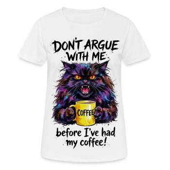 Cat Coffee Watercolor Morning Grouch - Women's Breathable T-Shirt - white - Front - AI Model Female 172 dark (172cm)