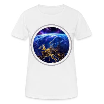 Earth from space with neon ring - Women's Breathable T-Shirt - white - Front - AI Model Female 172 dark (172cm)