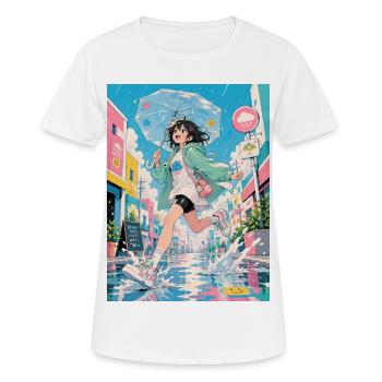 Happy rainy day in pastel colors - Women's Breathable T-Shirt - white - Front - AI Model Female 172 dark (172cm)