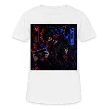 Neon Street Gamer in Anime Style - Women's Breathable T-Shirt - white - Front - AI Model Female 172 dark (172cm)