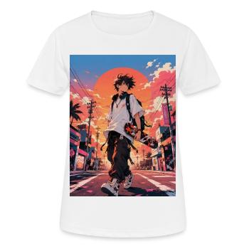 Patineurs sous le coucher de soleil éclatant - T-shirt respirant Femme - blanc - Devant - AI Model Female 172 dark (172cm)