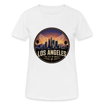 Insigne rétro Hollywood de la Ville des Anges de Los Angeles - T-shirt respirant Femme - blanc - Devant - AI Model Female 172 dark (172cm)